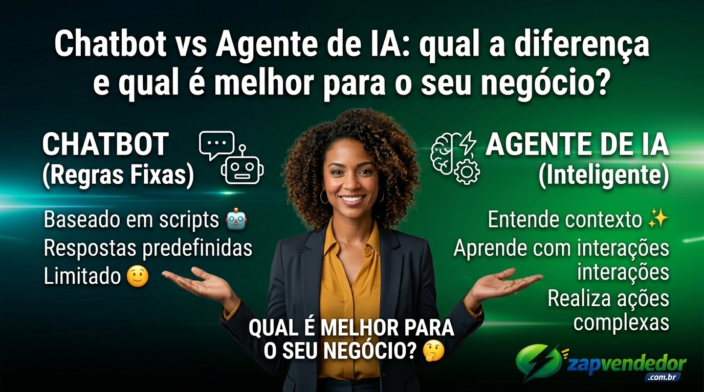 Comparativo de chatbot e agente de IA em atendimento no WhatsApp