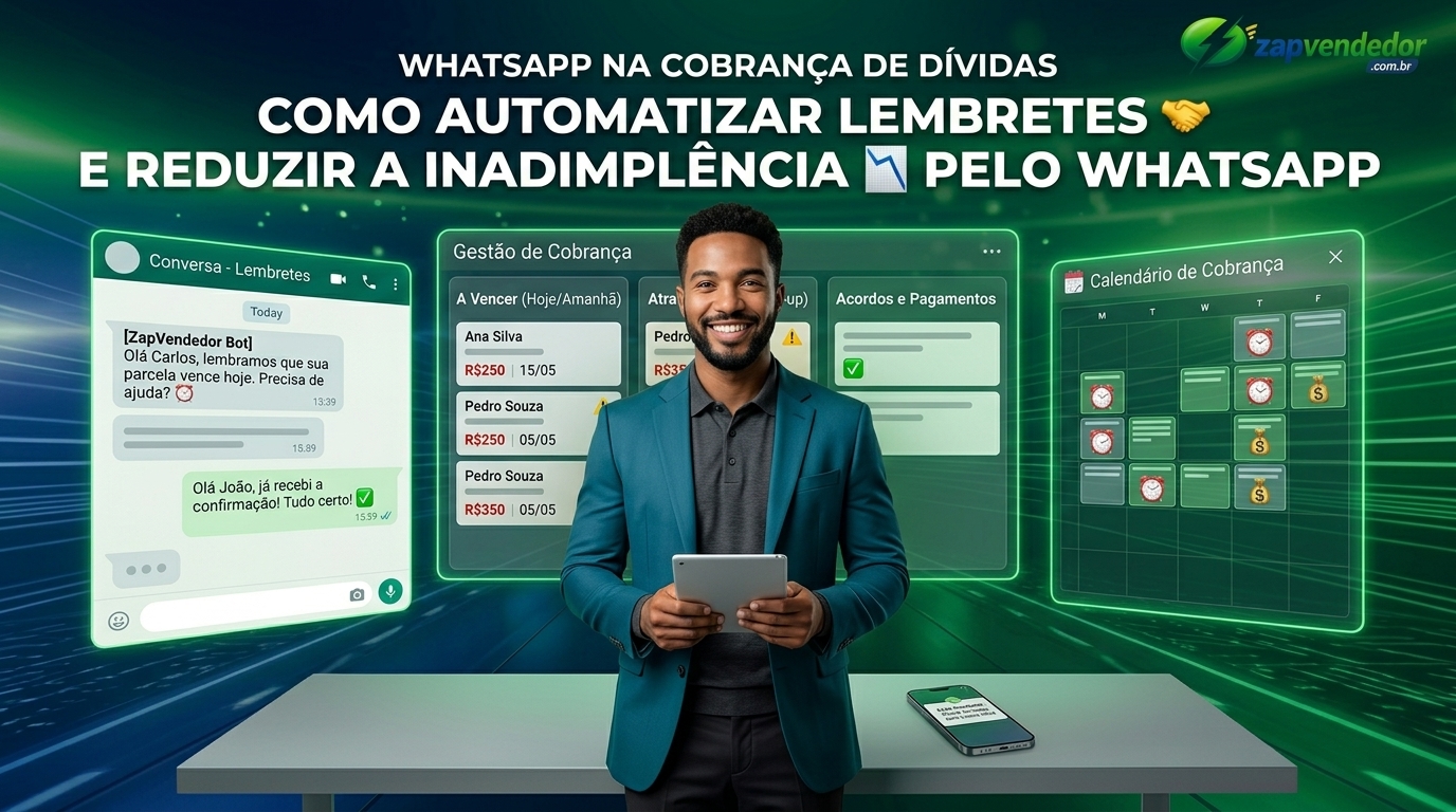 Automação de cobrança pelo WhatsApp com lembretes e negociação