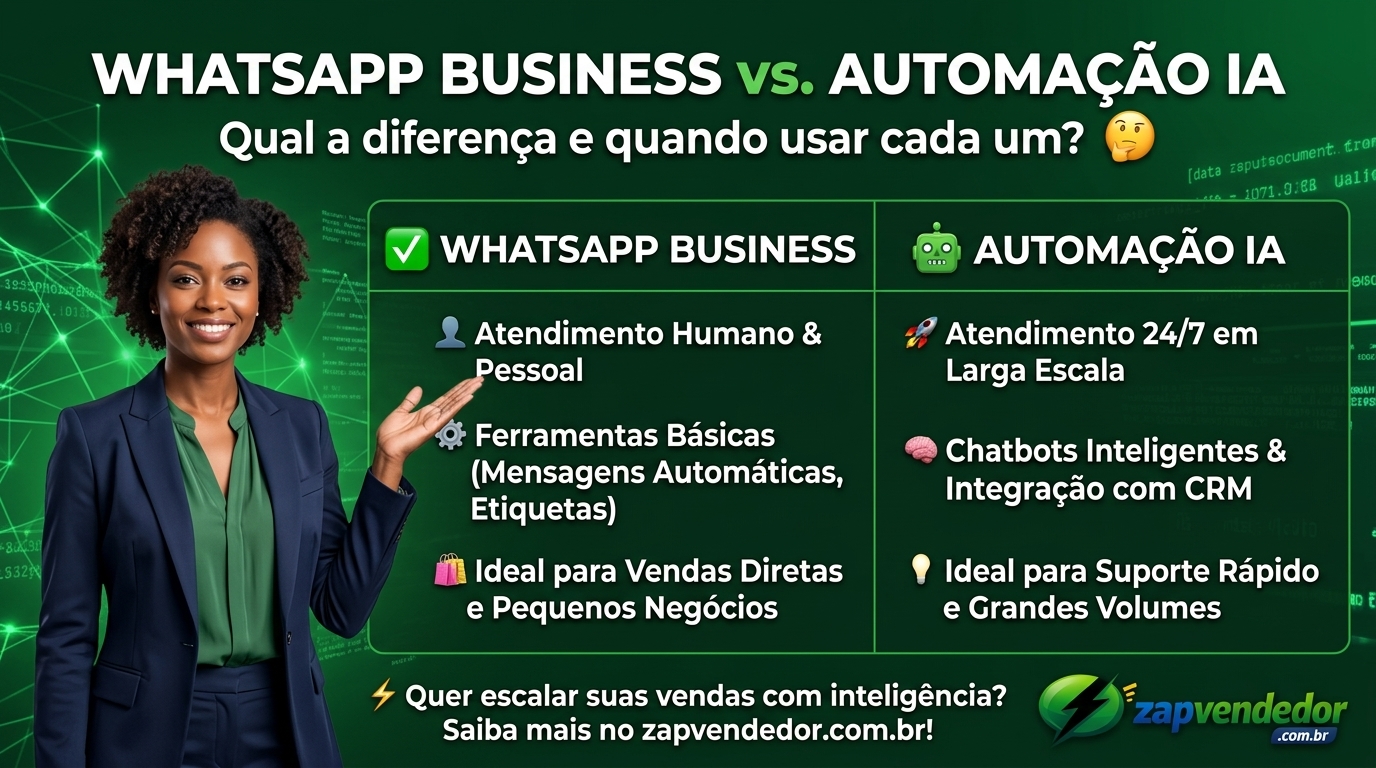 Diferença entre WhatsApp manual e automação com IA para negócios